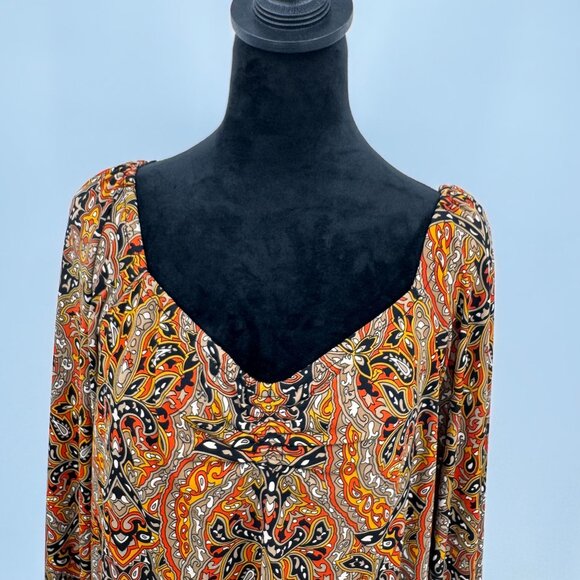 Michael Kors‎ Paisley Shirt Womens XL Babydoll Y2K Dark Sweetheart Going Out - Picture 6 of 8